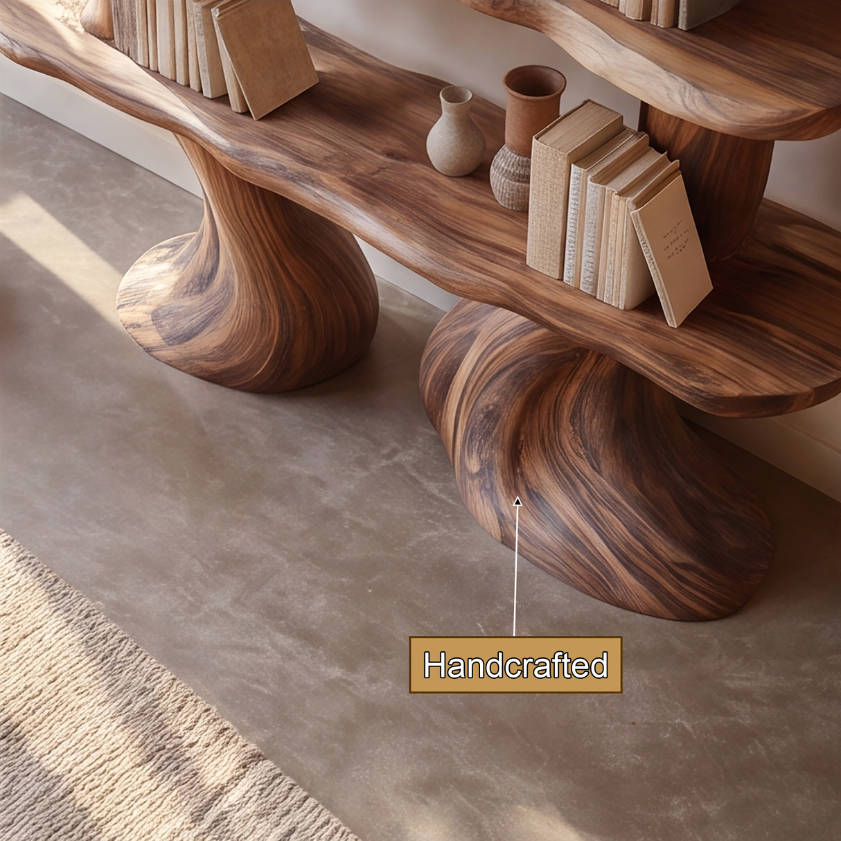 Virellon Sculpted Solid Wood Mushroom Bookshelf