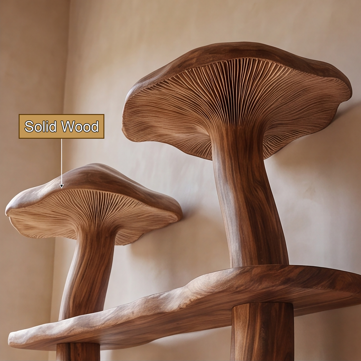 Virellon Sculpted Solid Wood Mushroom Bookshelf