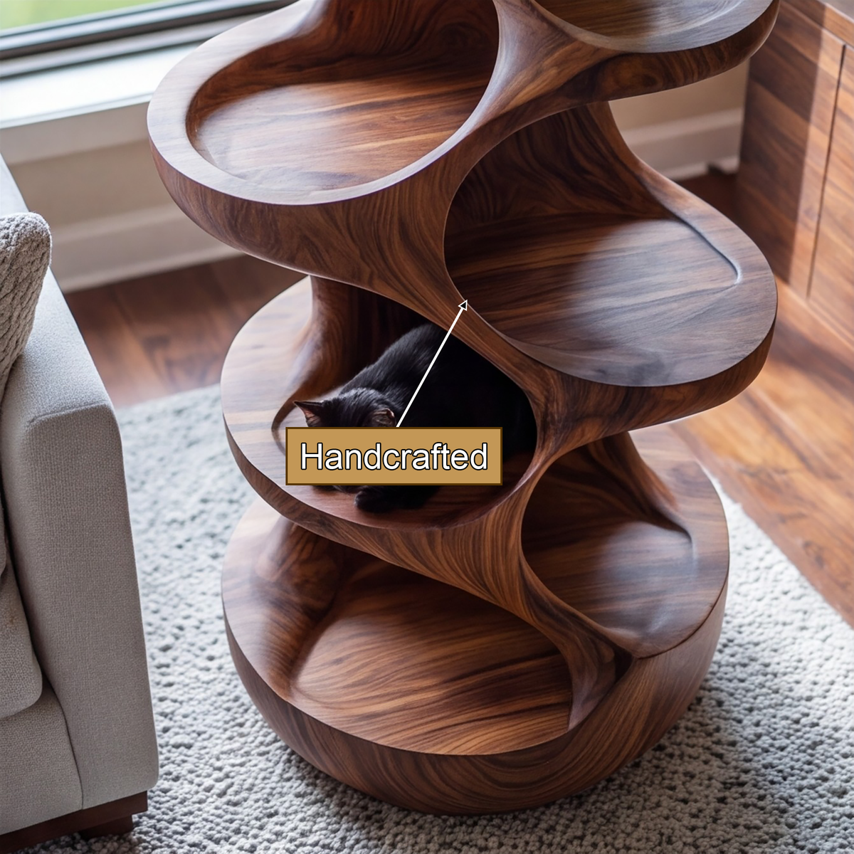 Virex Sculpted Solid Wood Tree-Inspired Cat Tree Shelf - Timberustic Cat Tree Shelf