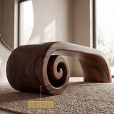 Volutra Sculpted Solid Wood Indoor Bench