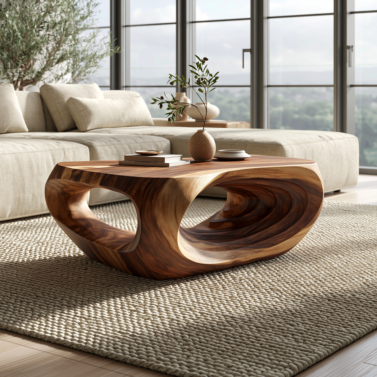 Vorlune Handcrafted Solid Wood Coffee Table - TimbeRustic Coffee Table