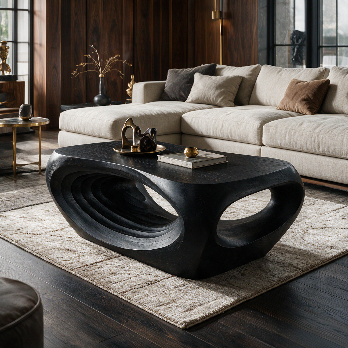 Vorlune Handcrafted Solid Wood Coffee Table Black - TimbeRustic Coffee Table