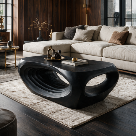 Vorlune Handcrafted Solid Wood Coffee Table Black - Timberustic Coffee Table