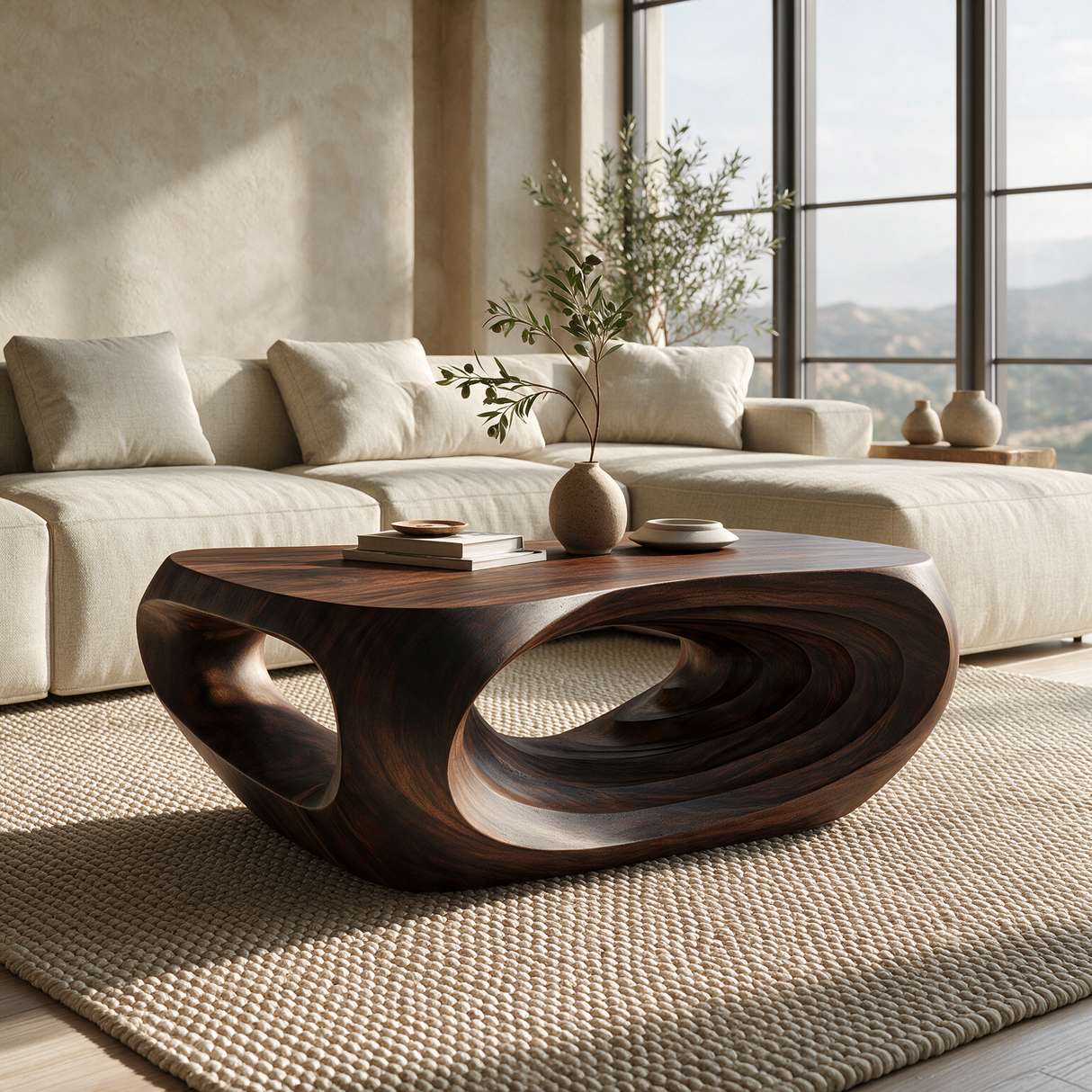 Vorlune Handcrafted Solid Wood Coffee Table Dark Walnut - TimbeRustic Coffee Table