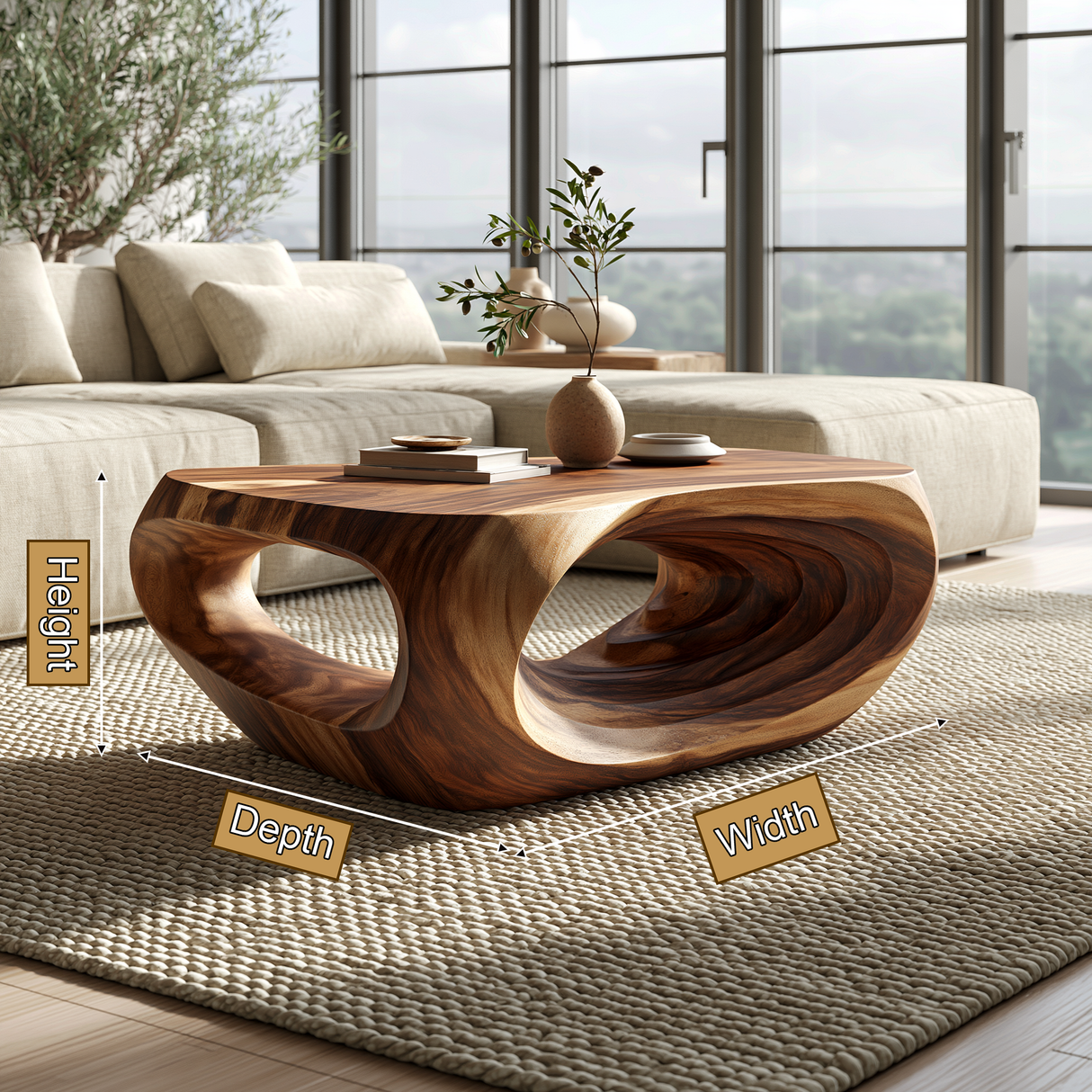 Vorlune Handcrafted Solid Wood Coffee Table - TimbeRustic Coffee Table