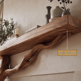 Wildercrest Sculpted Solid Wood Tree-Shaped Fireplace Mantel with Display Shelves - Timberustic Tree-Shaped Fireplace Mantel with Display Shelves
