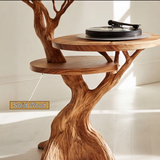 Xylora Sculpted Solid Wood Record Player Stand SPA298581 - Timberustic Record Player Stand With Storage