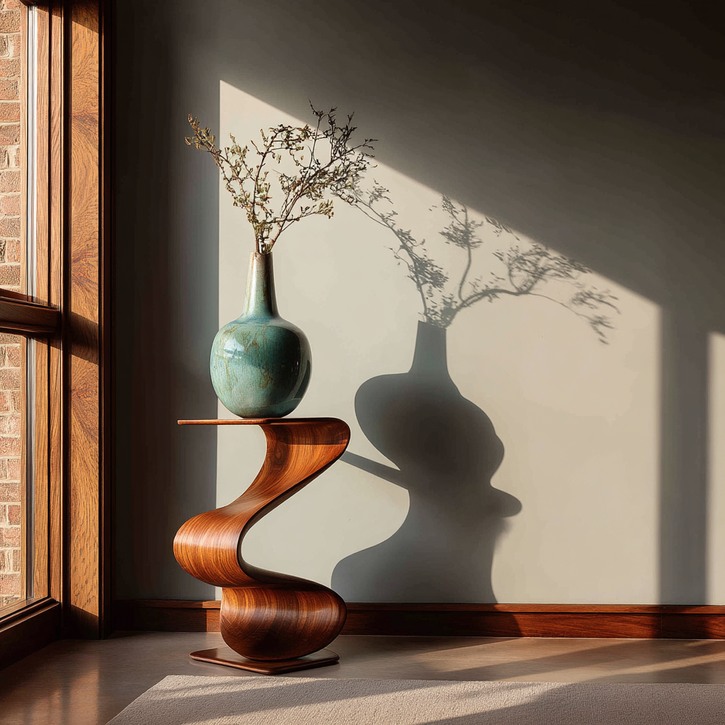 Zepharic Solid Wood Sculpted Pedestal Stand - Timberustic Pedestal Stand