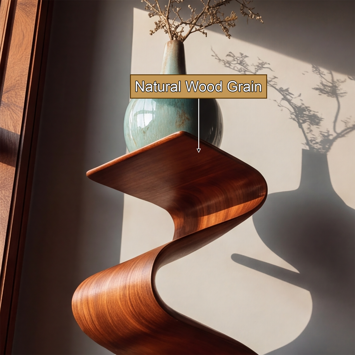 Zepharic Solid Wood Sculpted Pedestal Stand