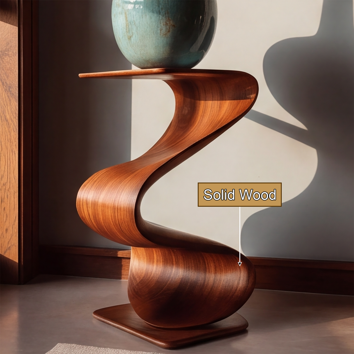 Zepharic Solid Wood Sculpted Pedestal Stand