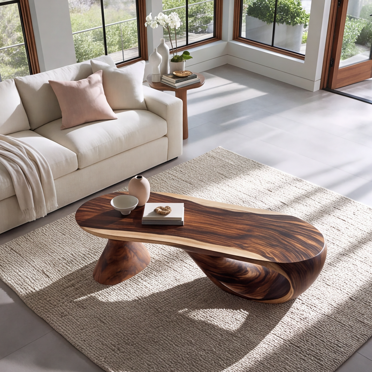 Zephyron Sculpted Solid Wood Coffee Table - TimbeRustic Coffee Table