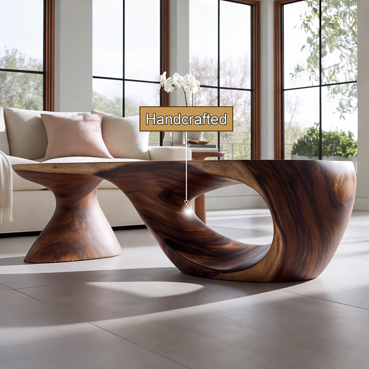 Zephyron Sculpted Solid Wood Coffee Table - TimbeRustic Coffee Table