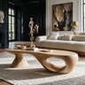 Zephyron Sculpted Solid Wood Coffee Table Natural Oak - TimbeRustic Coffee Table