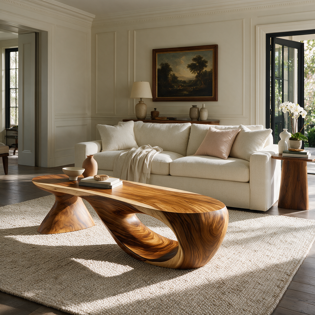 Zephyron Sculpted Solid Wood Coffee Table Teak - TimbeRustic Coffee Table