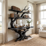 Zephyros Sculpted Solid Wood Console Table with Shelves Black - Timberustic Console Table with Shelves