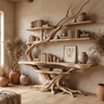 Zephyros Sculpted Solid Wood Console Table with Shelves Natural Oak - Timberustic Console Table with Shelves