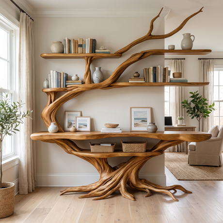Zephyros Sculpted Solid Wood Console Table with Shelves Teak - Timberustic Console Table with Shelves