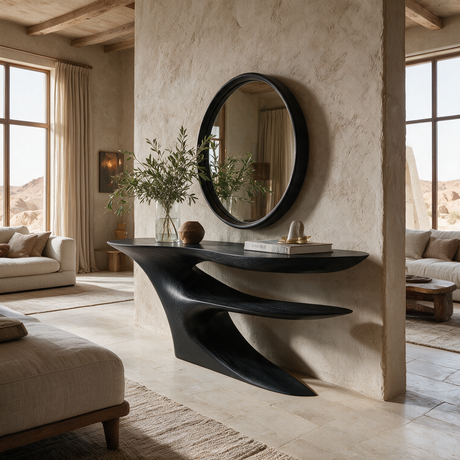 Zorathis Sculpted Solid Wood Console Table Black - Timberustic Console Table