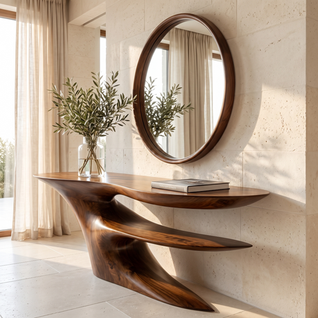 Zorathis Sculpted Solid Wood Console Table Brown - Timberustic Console Table