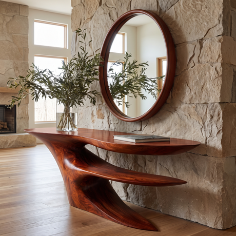 Zorathis Sculpted Solid Wood Console Table Mahogany - Timberustic Console Table