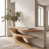 Zorathis Sculpted Solid Wood Console Table Natural Oak - Timberustic Console Table