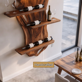 Zorvane Live Edge Solid Wood Floating Wine Shelf SPA345892