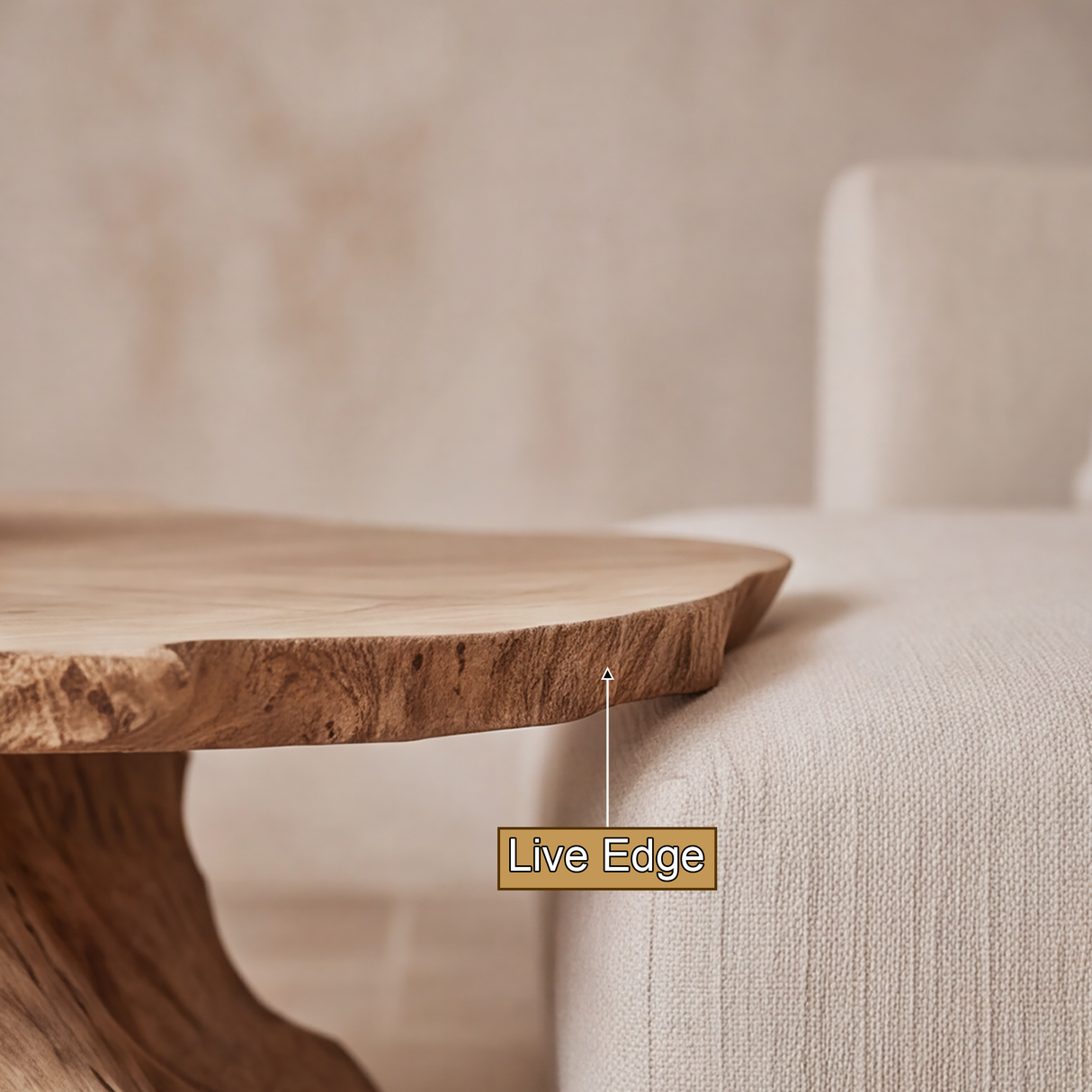 Zylara Live Edge Solid Wood Coffee Table