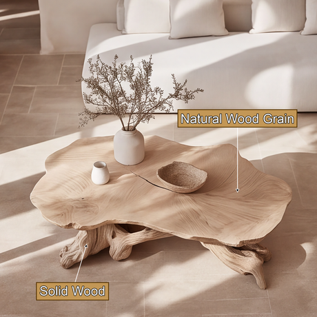 Zylara Live Edge Solid Wood Coffee Table