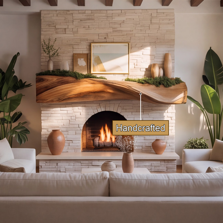Lunor Waveform Solid Wood Fireplace Mantel Shelf - Timberustic Fireplace Mantel Shelf