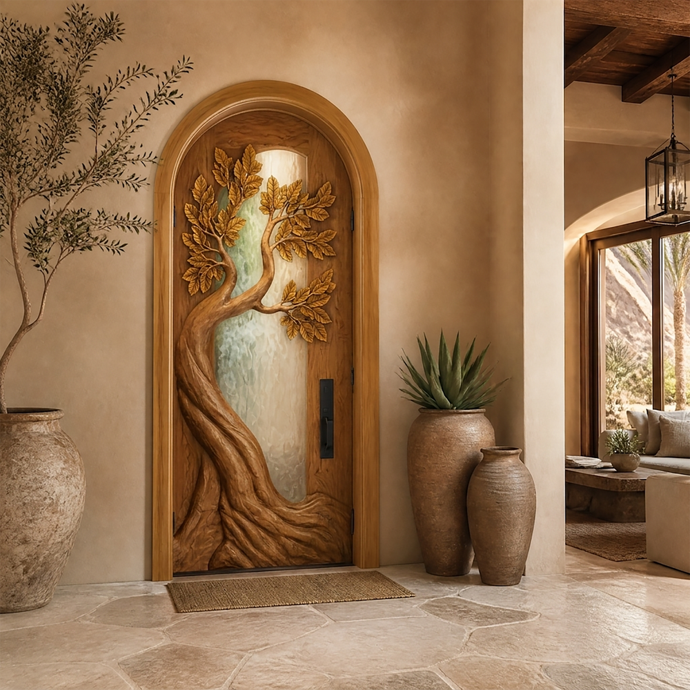 Varexon Sculpted Solid Wood Single Door Teak - Timberustic Door