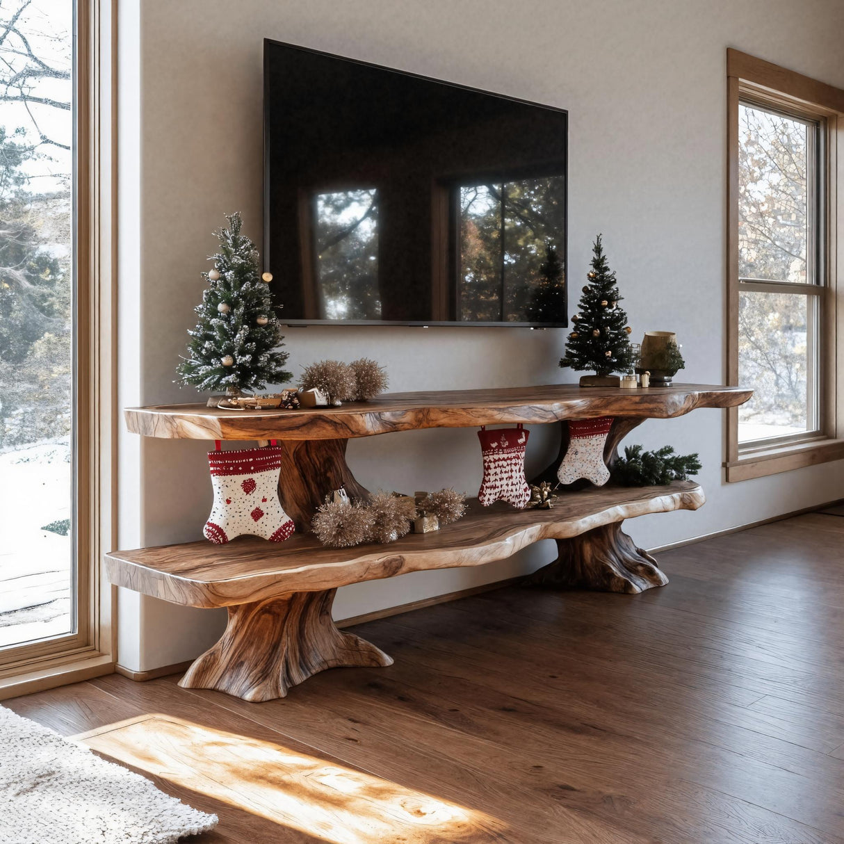 Timeless Craftsmanship Solid Wood Live Edge TV Cabinet