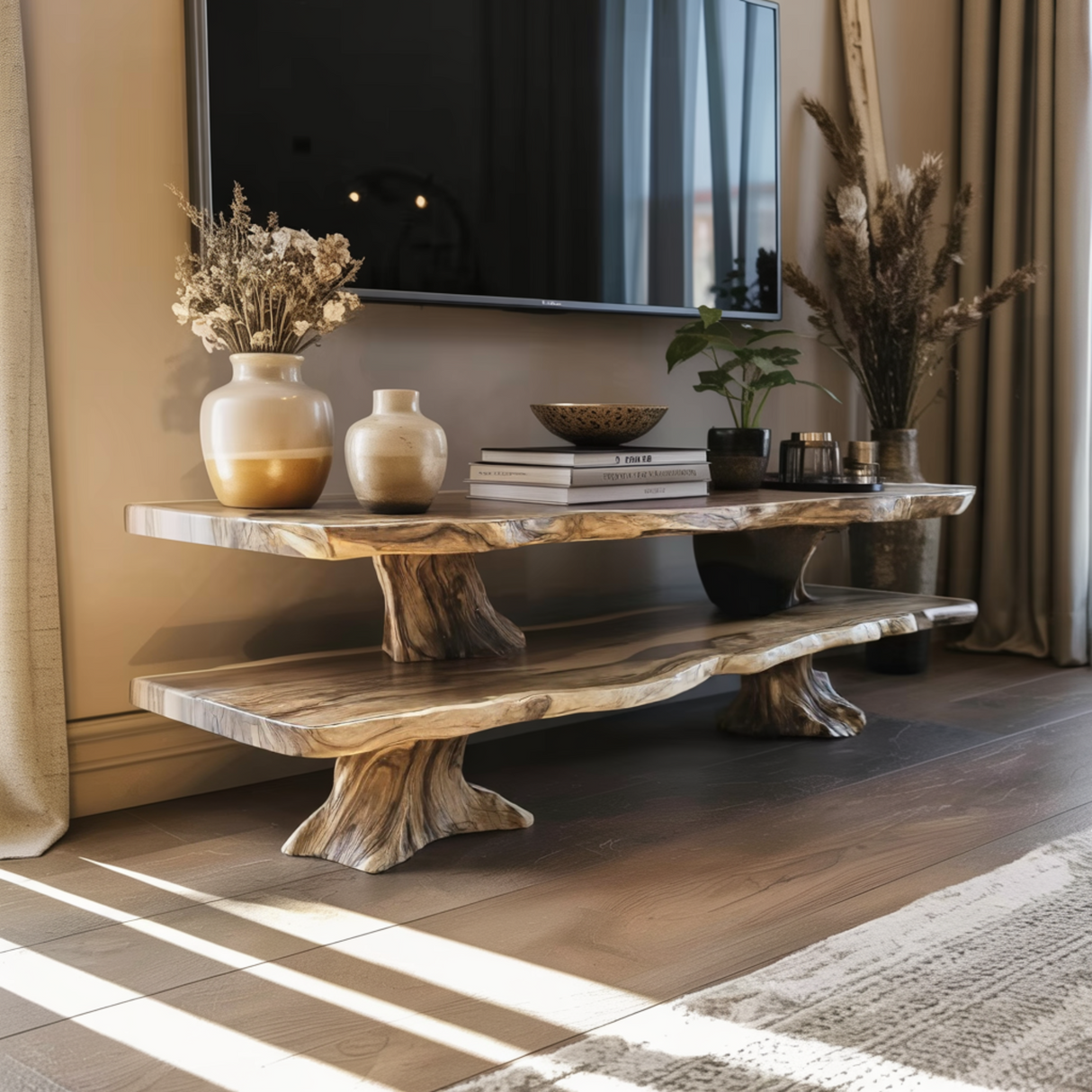 Timeless Craftsmanship Solid Wood Live Edge TV Cabinet