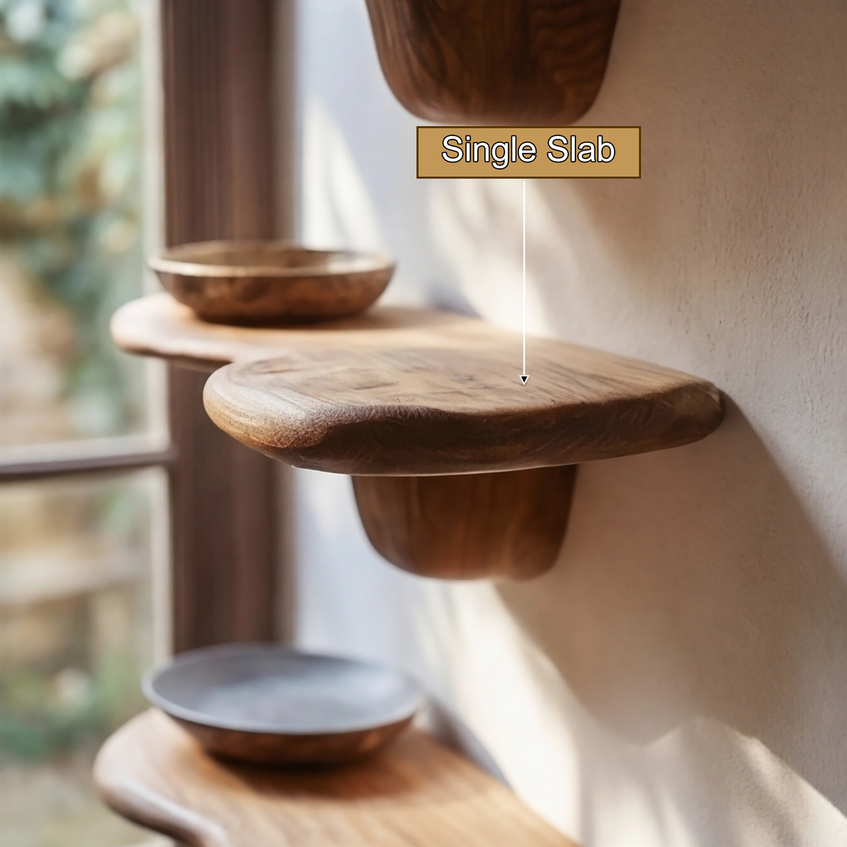 Torlen Sculpted Solid Wood Mushroom Floating Shelf SPA120109 - Timberustic Floating Shelf
