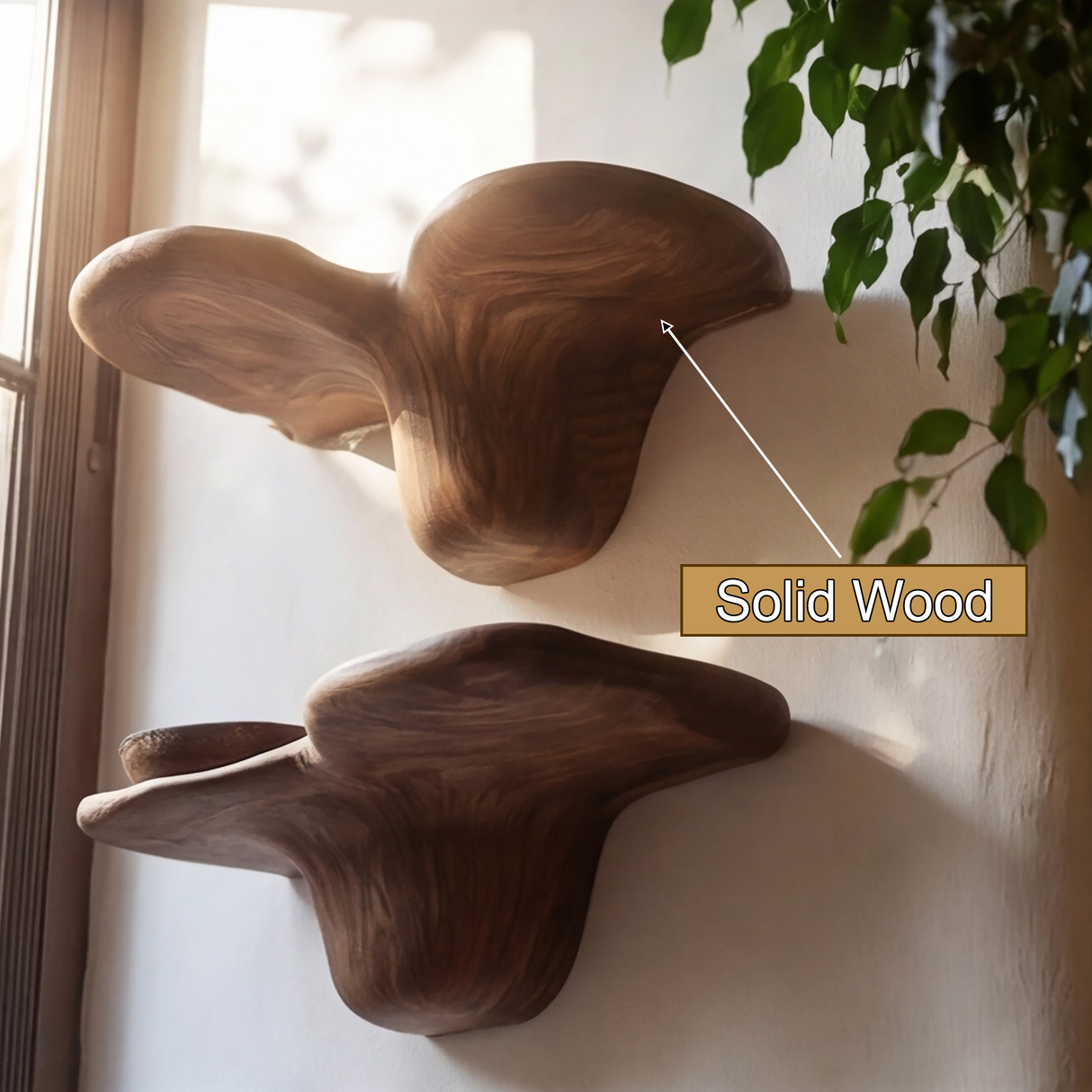 Torlen Sculpted Solid Wood Mushroom Floating Shelf SPA120109 - Timberustic Floating Shelf