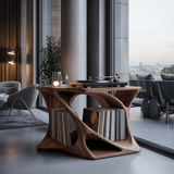 Torsona Twisted Hollow Solid Wood Record Player Stand