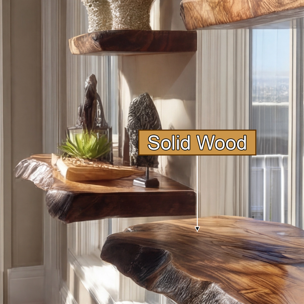 Torvane Live Edge Solid Wood Floating Shelf SPA354359 - Timberustic Floating Shelf