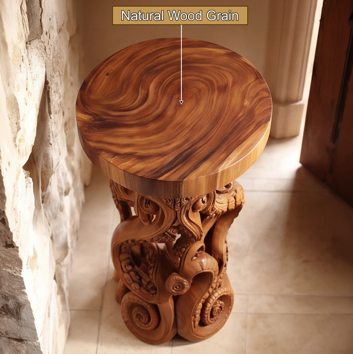 Torvane Sculpted Solid Wood Pedestal Stand - Timberustic Pedestal Stand
