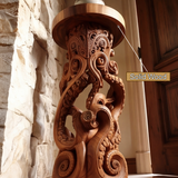 Torvane Sculpted Solid Wood Pedestal Stand - Timberustic Pedestal Stand