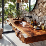 Torvyn Live Edge Solid Wood Floating Bathroom Vanity with Integrated Sink SPA365412 - Timberustic Floating Bathroom Vanity with Integrated Sink