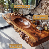 Torvyn Live Edge Solid Wood Floating Bathroom Vanity with Integrated Sink SPA365412 - Timberustic Floating Bathroom Vanity with Integrated Sink