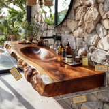 Torvyn Live Edge Solid Wood Floating Bathroom Vanity with Integrated Sink SPA365412 - Timberustic Floating Bathroom Vanity with Integrated Sink