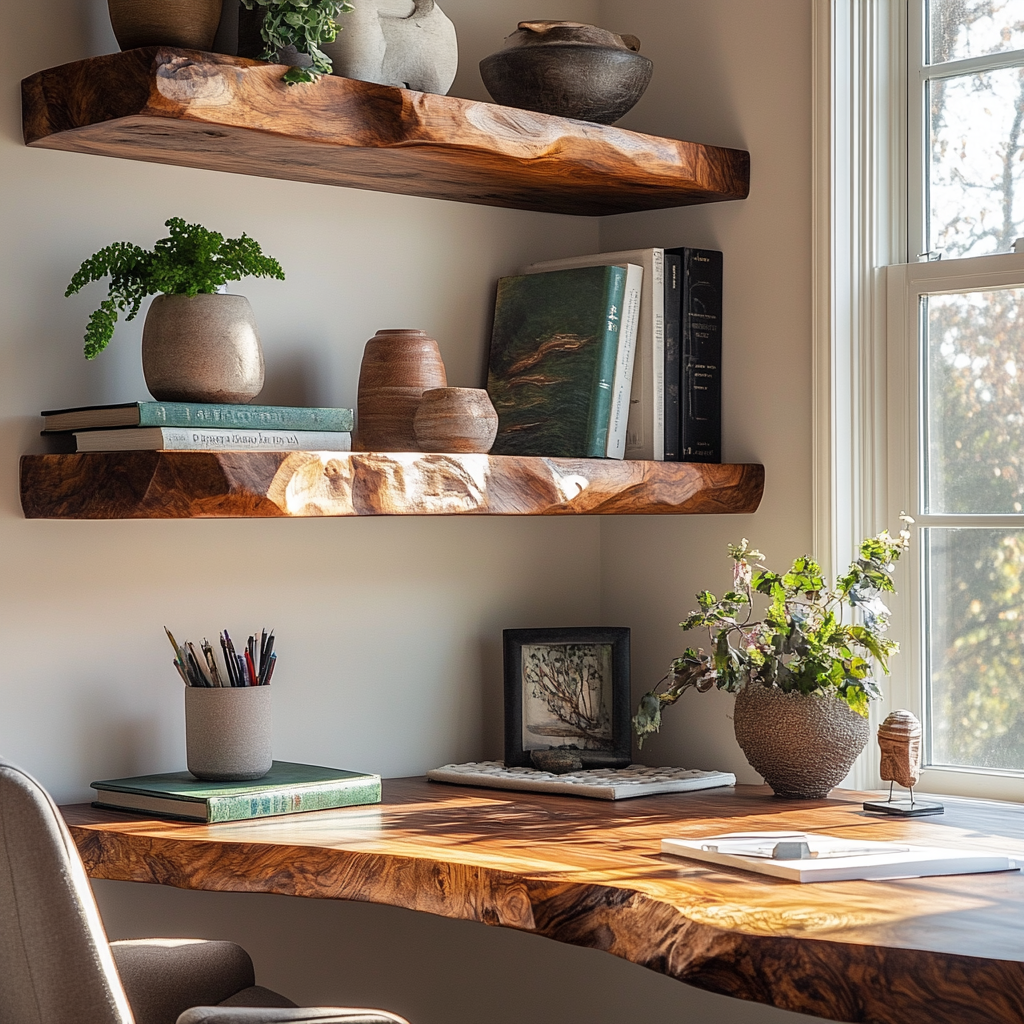 Torvyn Live Edge Solid Wood Floating Shelf SPA302306 - Timberustic Floating Shelf