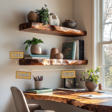 Torvyn Live Edge Solid Wood Floating Shelf SPA302306 - Timberustic Floating Shelf