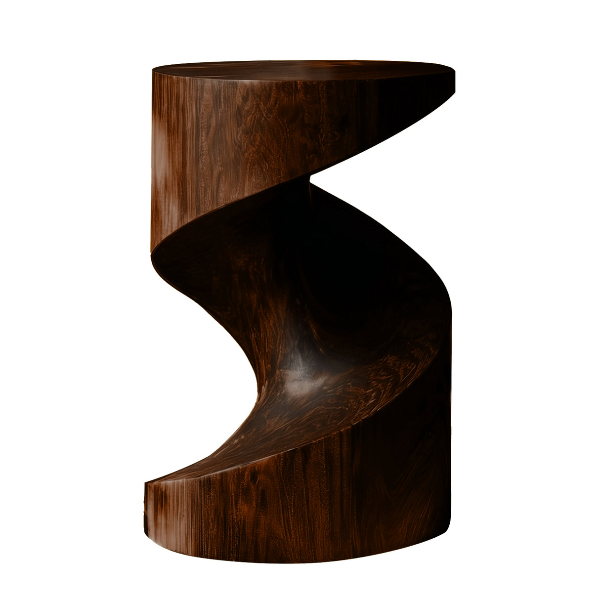 Torvyn Monolithic Twist Solid Wood Pedestal Stand Dark Walnut - Timberustic Pedestal Stand