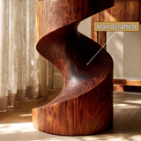 Torvyn Monolithic Twist Solid Wood Pedestal Stand - Timberustic Pedestal Stand