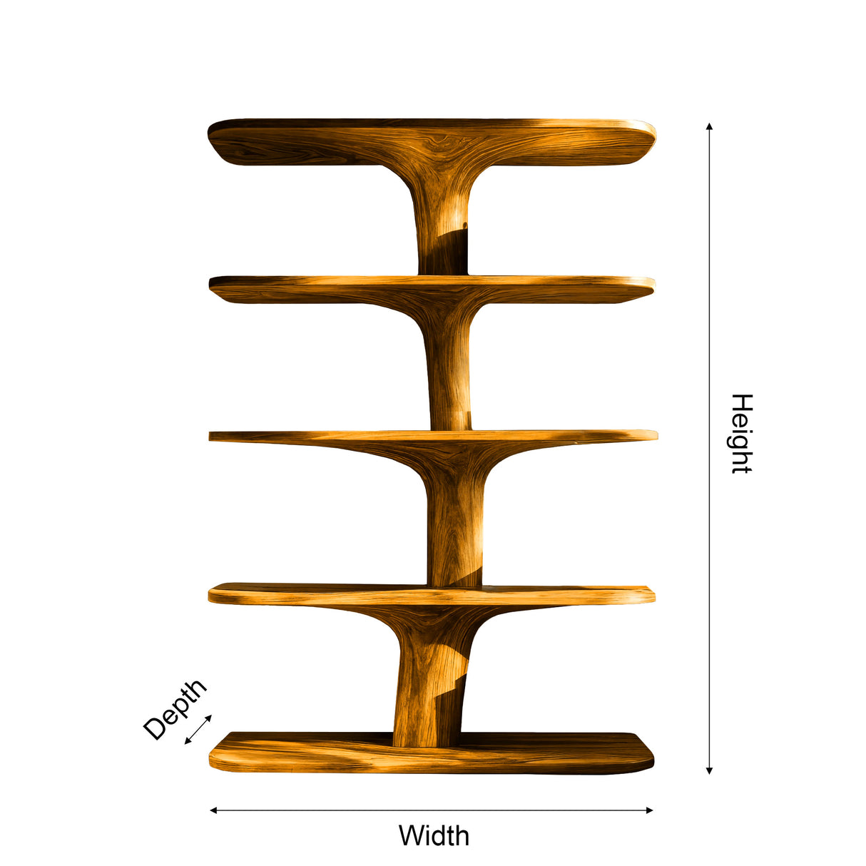 Treeform Branch Handcrafted Solid Wood Bookshelf