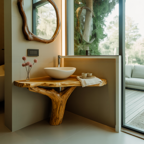 Treeform Solid Wood Corner Bathroom Vanity