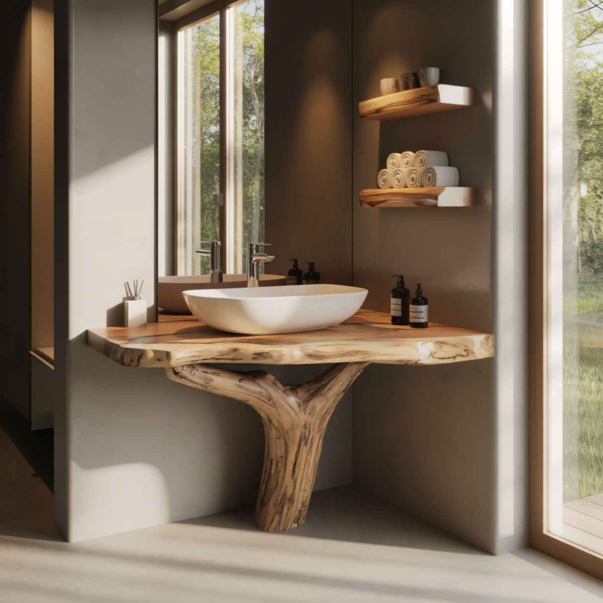 Treeform Solid Wood Corner Bathroom Vanity