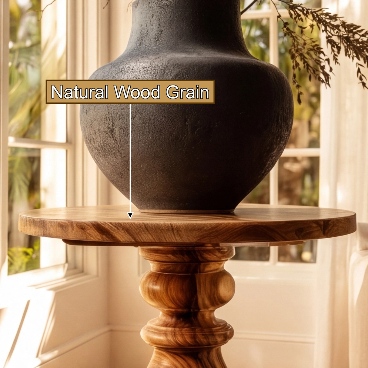 Trevane Sculpted Solid Wood Pedestal Stand - Timberustic Pedestal Stand