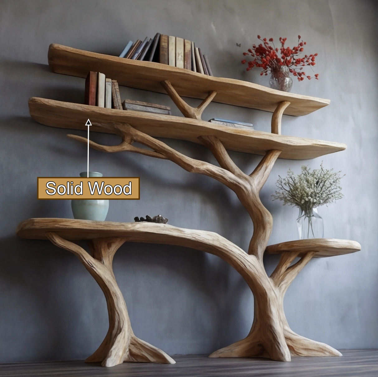 Trevaryn Sculpted Solid Wood Console Table with Shelves - Timberustic Console Table with Shelves